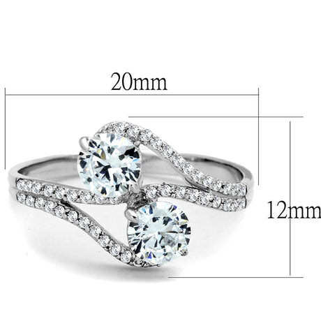 Rhodium 925 Sterling Silver Ring with AAA Grade CZ  in Clear