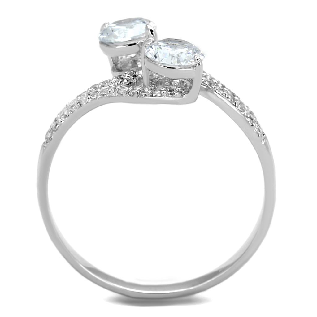 Rhodium 925 Sterling Silver Ring with AAA Grade CZ  in Clear