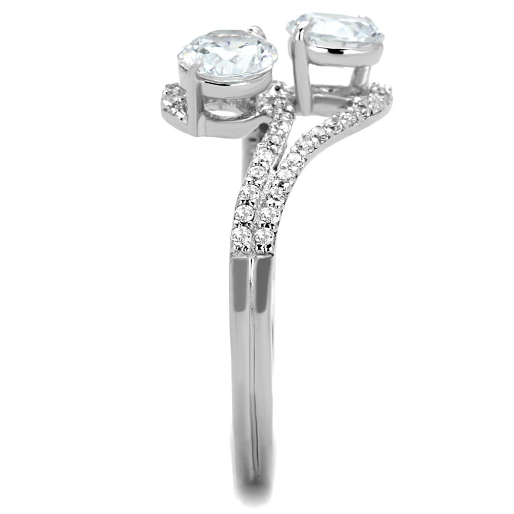 Rhodium 925 Sterling Silver Ring with AAA Grade CZ  in Clear
