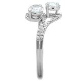 Rhodium 925 Sterling Silver Ring with AAA Grade CZ  in Clear