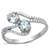 Rhodium 925 Sterling Silver Ring with AAA Grade CZ  in Clear