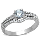 Rhodium 925 Sterling Silver Ring with AAA Grade CZ  in Clear