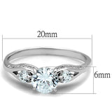 Rhodium 925 Sterling Silver Ring with AAA Grade CZ  in Clear