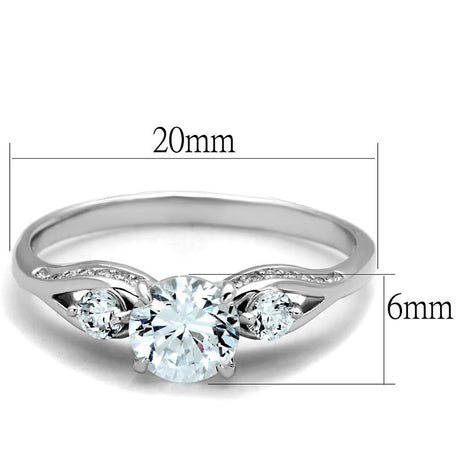 Rhodium 925 Sterling Silver Ring with AAA Grade CZ  in Clear