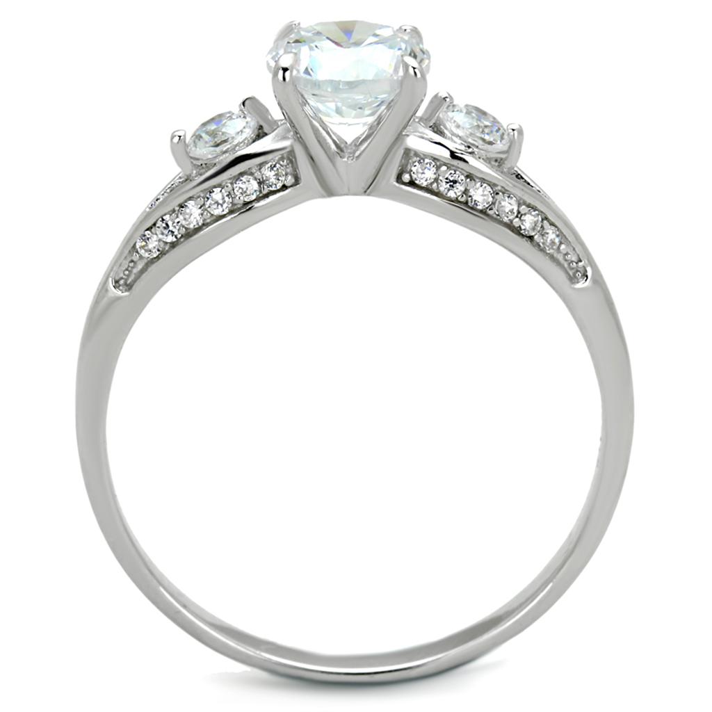Rhodium 925 Sterling Silver Ring with AAA Grade CZ  in Clear