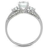 Rhodium 925 Sterling Silver Ring with AAA Grade CZ  in Clear