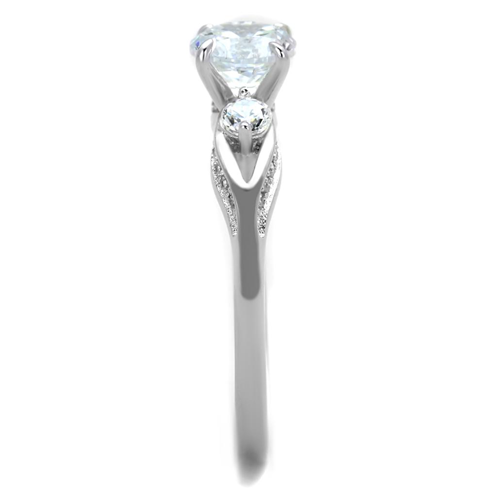 Rhodium 925 Sterling Silver Ring with AAA Grade CZ  in Clear