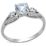 Rhodium 925 Sterling Silver Ring with AAA Grade CZ  in Clear