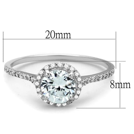Rhodium 925 Sterling Silver Ring with AAA Grade CZ  in Clear