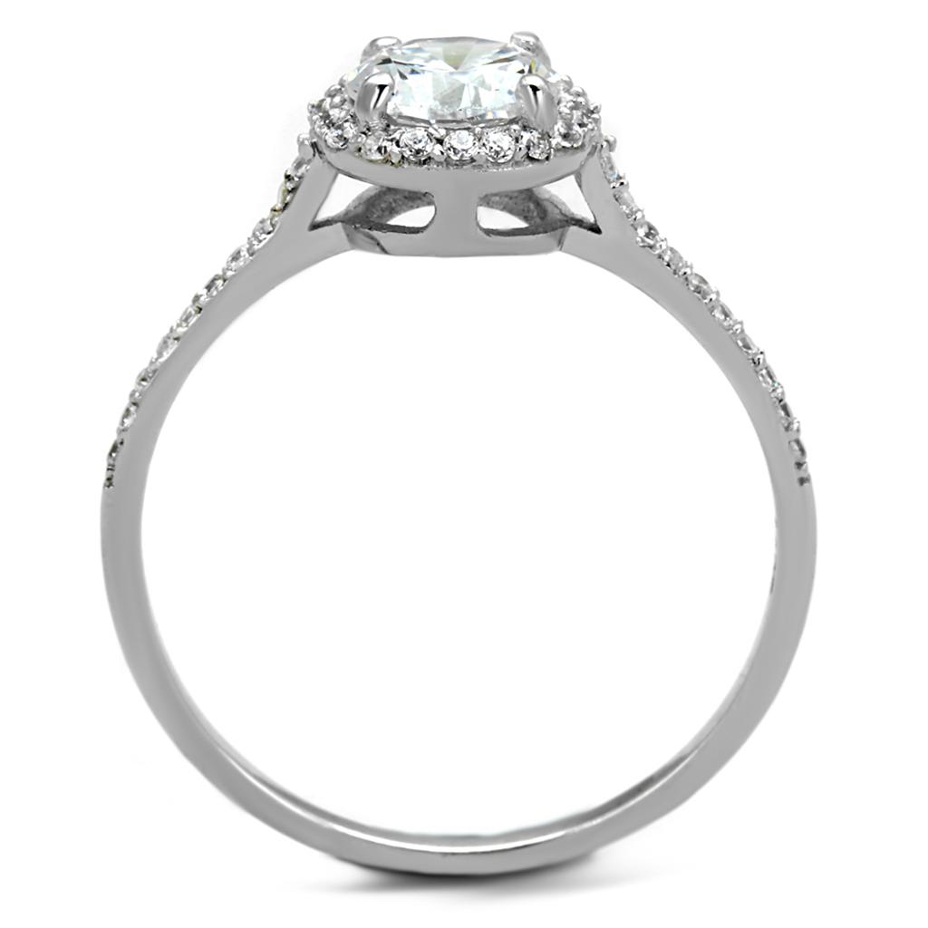 Rhodium 925 Sterling Silver Ring with AAA Grade CZ  in Clear