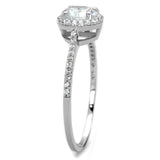 Rhodium 925 Sterling Silver Ring with AAA Grade CZ  in Clear