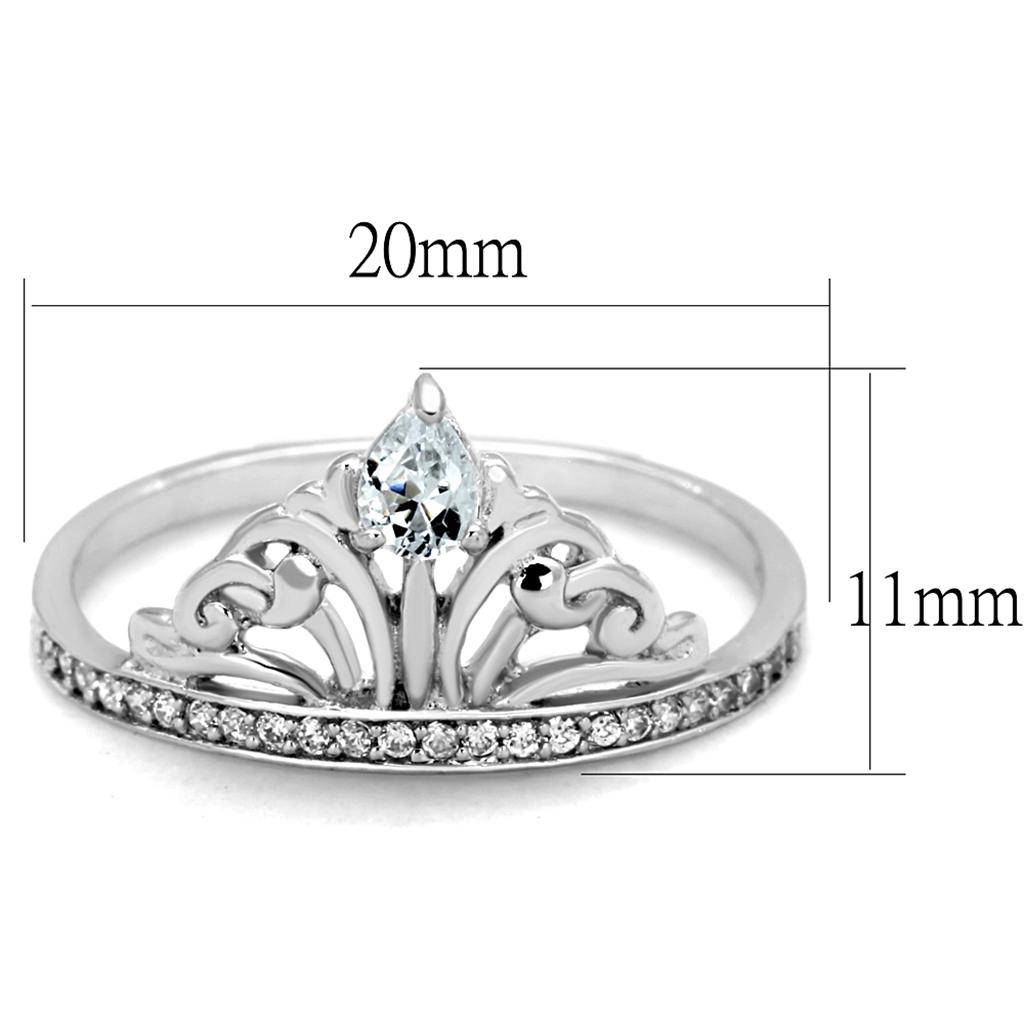 Rhodium 925 Sterling Silver Ring with AAA Grade CZ  in Clear