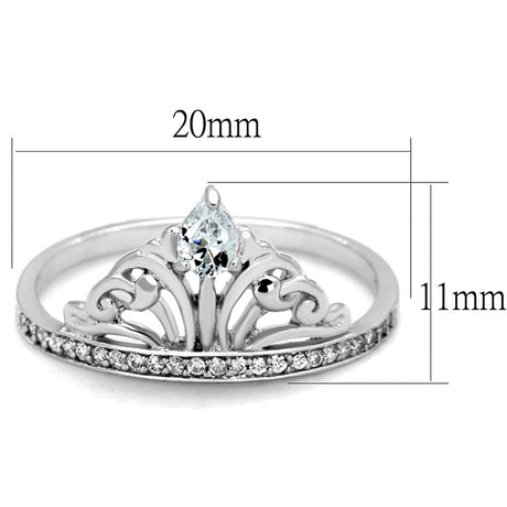 Rhodium 925 Sterling Silver Ring with AAA Grade CZ  in Clear