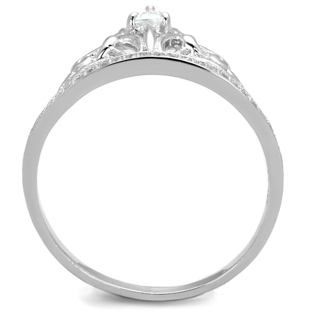 Rhodium 925 Sterling Silver Ring with AAA Grade CZ  in Clear