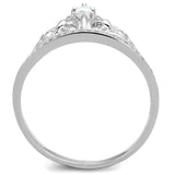 Rhodium 925 Sterling Silver Ring with AAA Grade CZ  in Clear