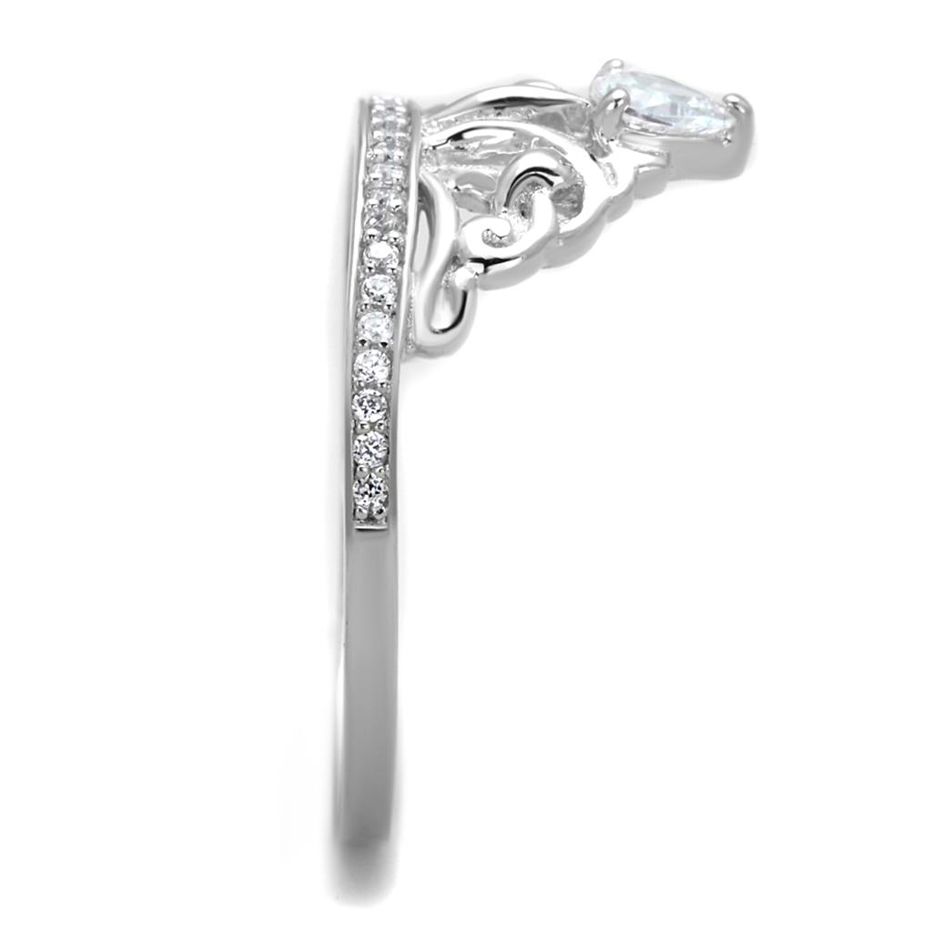 Rhodium 925 Sterling Silver Ring with AAA Grade CZ  in Clear