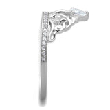 Rhodium 925 Sterling Silver Ring with AAA Grade CZ  in Clear