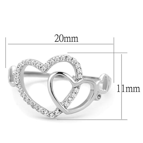 Rhodium 925 Sterling Silver Ring with AAA Grade CZ  in Clear