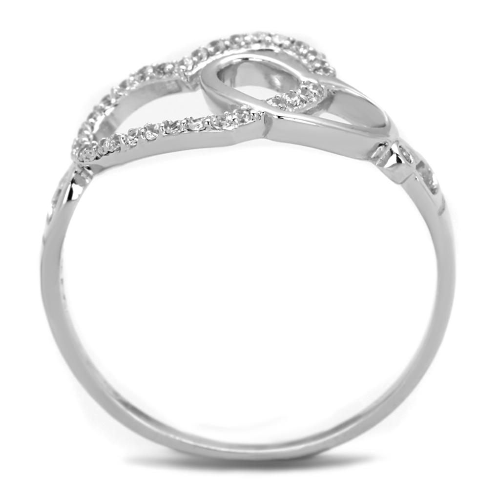 Rhodium 925 Sterling Silver Ring with AAA Grade CZ  in Clear