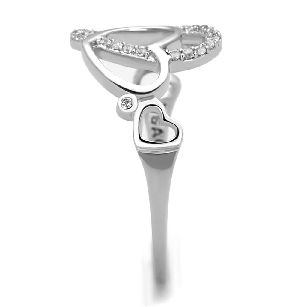 Rhodium 925 Sterling Silver Ring with AAA Grade CZ  in Clear