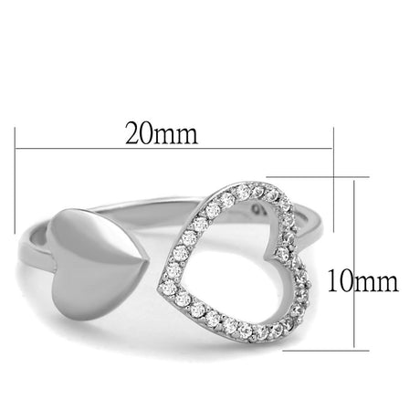 Rhodium 925 Sterling Silver Ring with AAA Grade CZ  in Clear