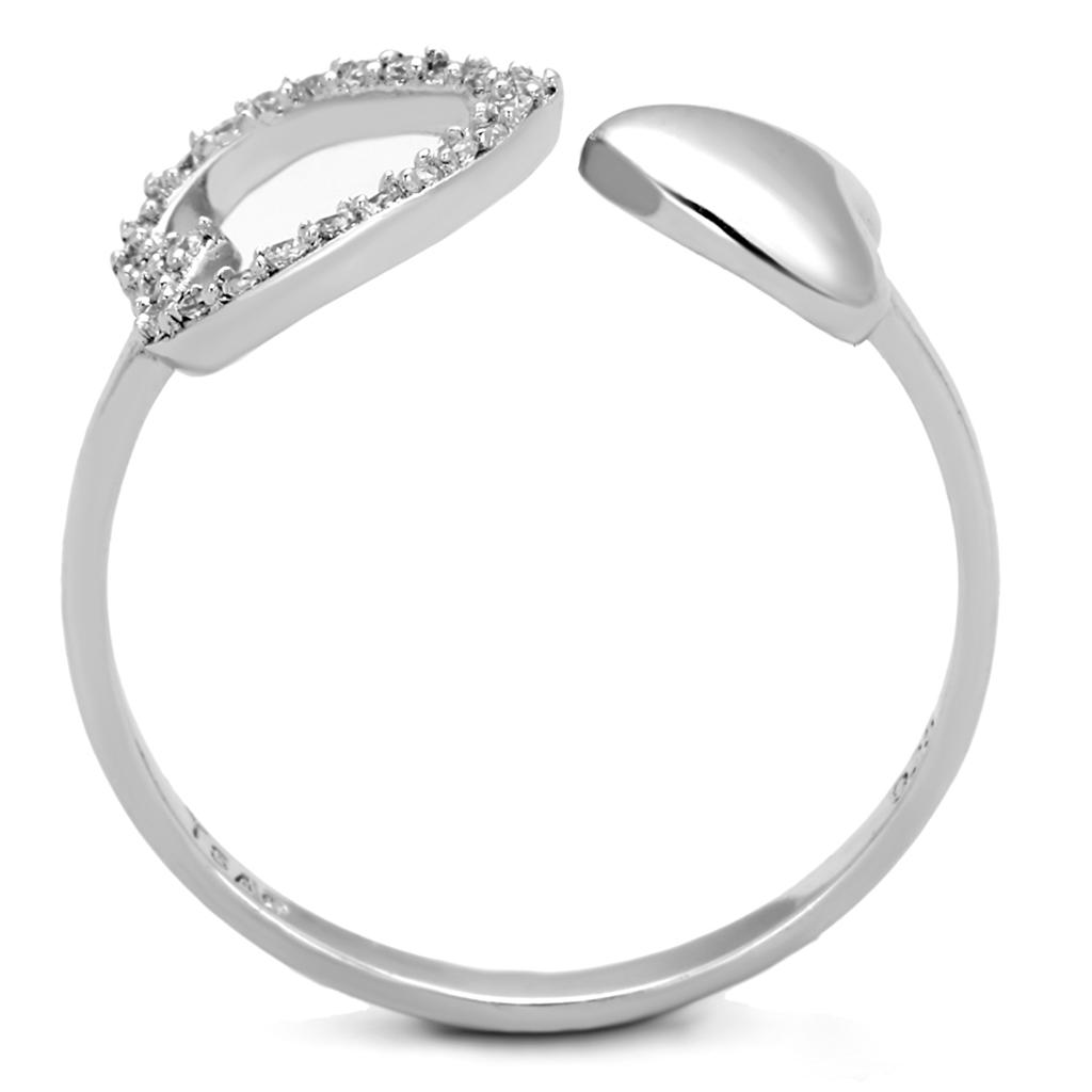 Rhodium 925 Sterling Silver Ring with AAA Grade CZ  in Clear