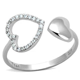 Rhodium 925 Sterling Silver Ring with AAA Grade CZ  in Clear