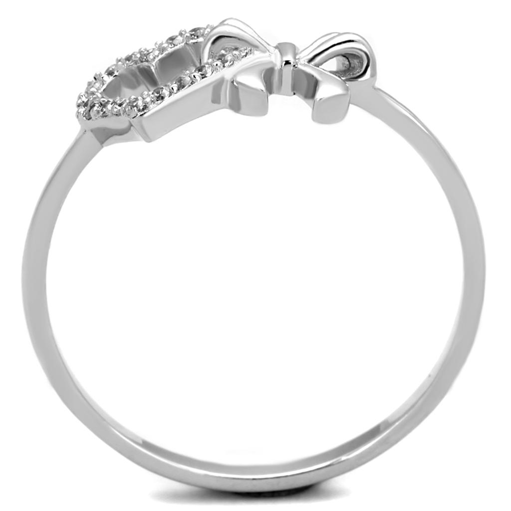 Rhodium 925 Sterling Silver Ring with AAA Grade CZ  in Clear