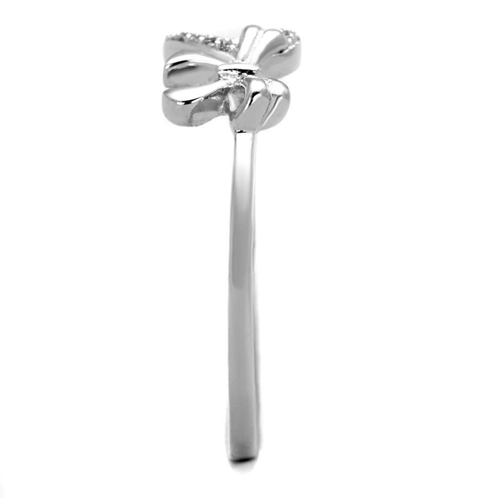 Rhodium 925 Sterling Silver Ring with AAA Grade CZ  in Clear