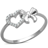 Rhodium 925 Sterling Silver Ring with AAA Grade CZ  in Clear