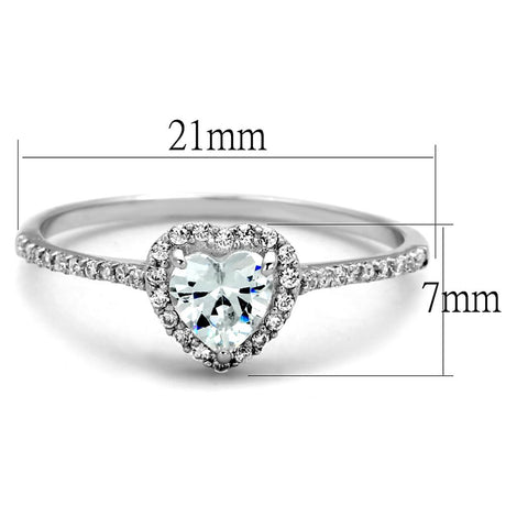 Rhodium 925 Sterling Silver Ring with AAA Grade CZ  in Clear