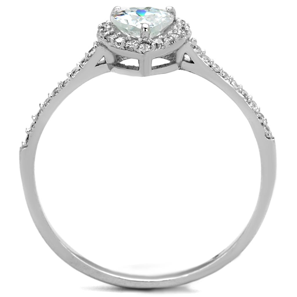 Rhodium 925 Sterling Silver Ring with AAA Grade CZ  in Clear