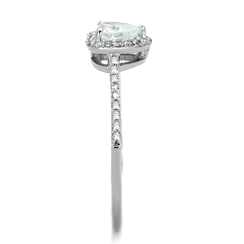 Rhodium 925 Sterling Silver Ring with AAA Grade CZ  in Clear