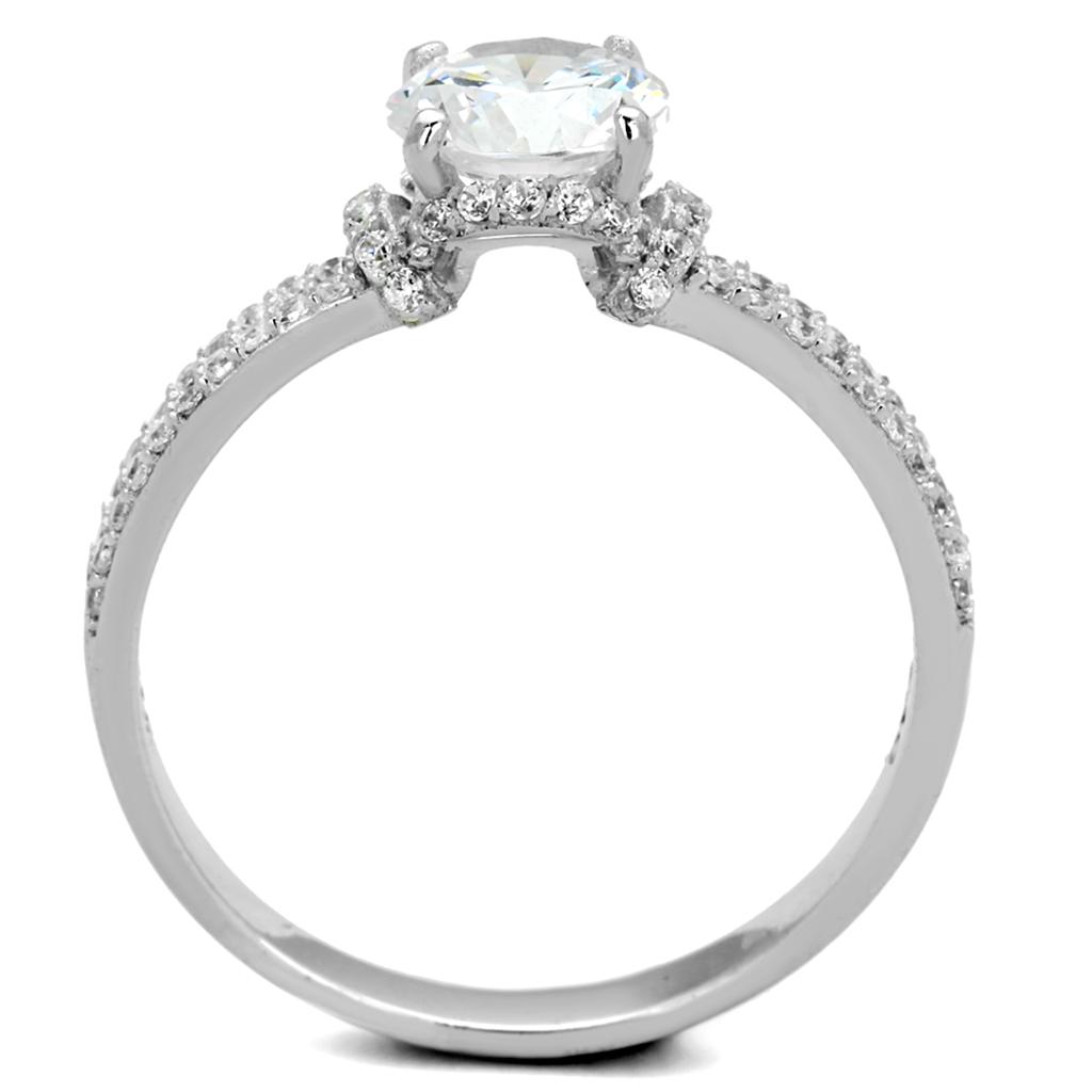 Rhodium 925 Sterling Silver Ring with AAA Grade CZ  in Clear