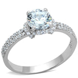 Rhodium 925 Sterling Silver Ring with AAA Grade CZ  in Clear