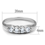 Rhodium 925 Sterling Silver Ring with AAA Grade CZ  in Clear