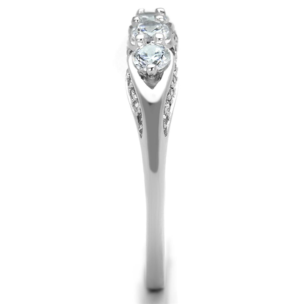 Rhodium 925 Sterling Silver Ring with AAA Grade CZ  in Clear