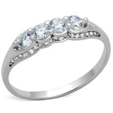 Rhodium 925 Sterling Silver Ring with AAA Grade CZ  in Clear