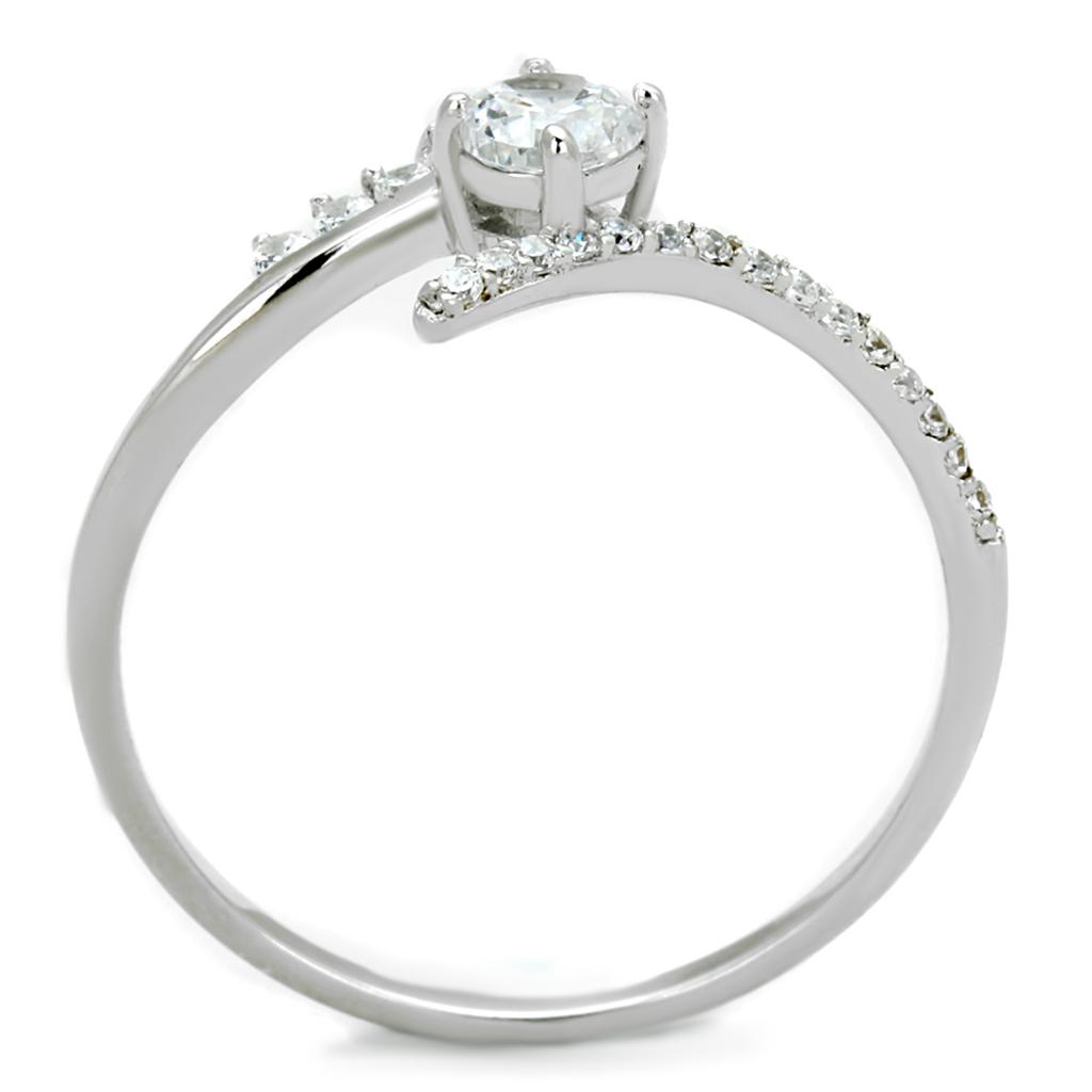 Rhodium 925 Sterling Silver Ring with AAA Grade CZ  in Clear