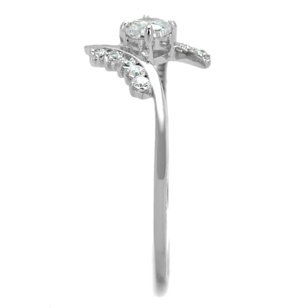 Rhodium 925 Sterling Silver Ring with AAA Grade CZ  in Clear