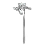 Rhodium 925 Sterling Silver Ring with AAA Grade CZ  in Clear