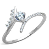 Rhodium 925 Sterling Silver Ring with AAA Grade CZ  in Clear