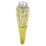 Gold+Rhodium 925 Sterling Silver Ring with AAA Grade CZ  in Clear