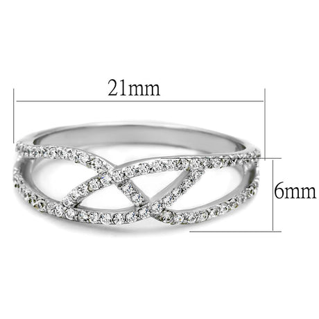 Rhodium 925 Sterling Silver Ring with AAA Grade CZ  in Clear