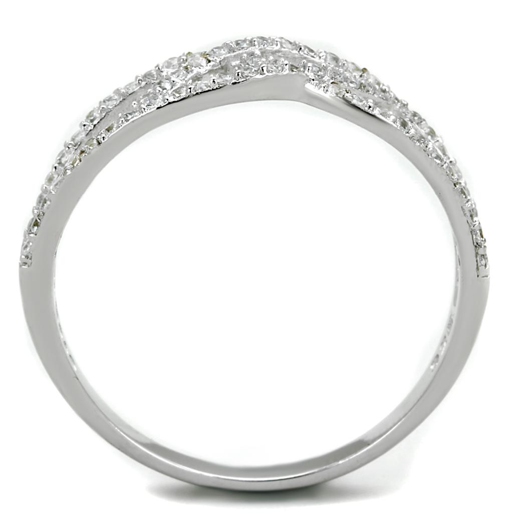 Rhodium 925 Sterling Silver Ring with AAA Grade CZ  in Clear