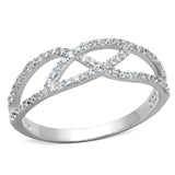 Rhodium 925 Sterling Silver Ring with AAA Grade CZ  in Clear