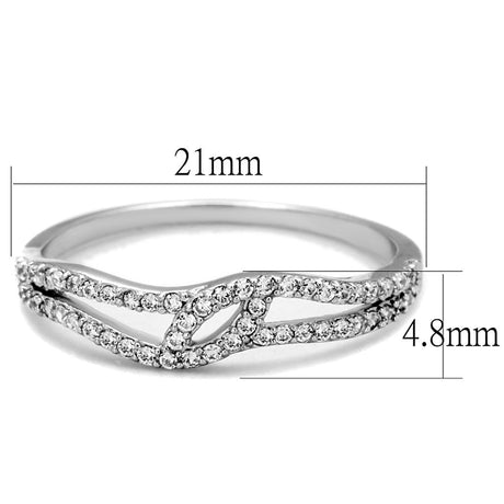 Rhodium 925 Sterling Silver Ring with AAA Grade CZ  in Clear