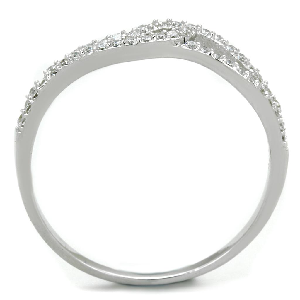 Rhodium 925 Sterling Silver Ring with AAA Grade CZ  in Clear