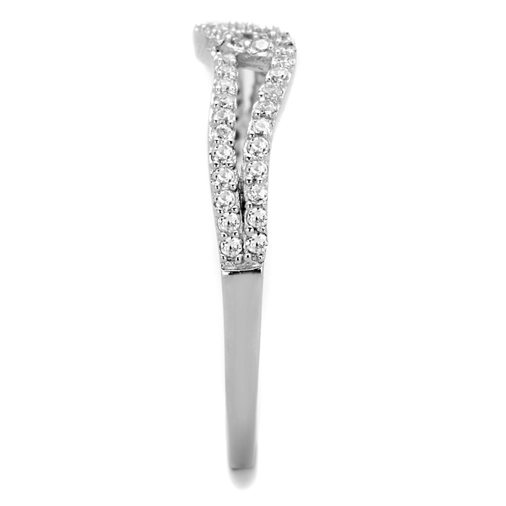 Rhodium 925 Sterling Silver Ring with AAA Grade CZ  in Clear