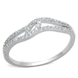 Rhodium 925 Sterling Silver Ring with AAA Grade CZ  in Clear